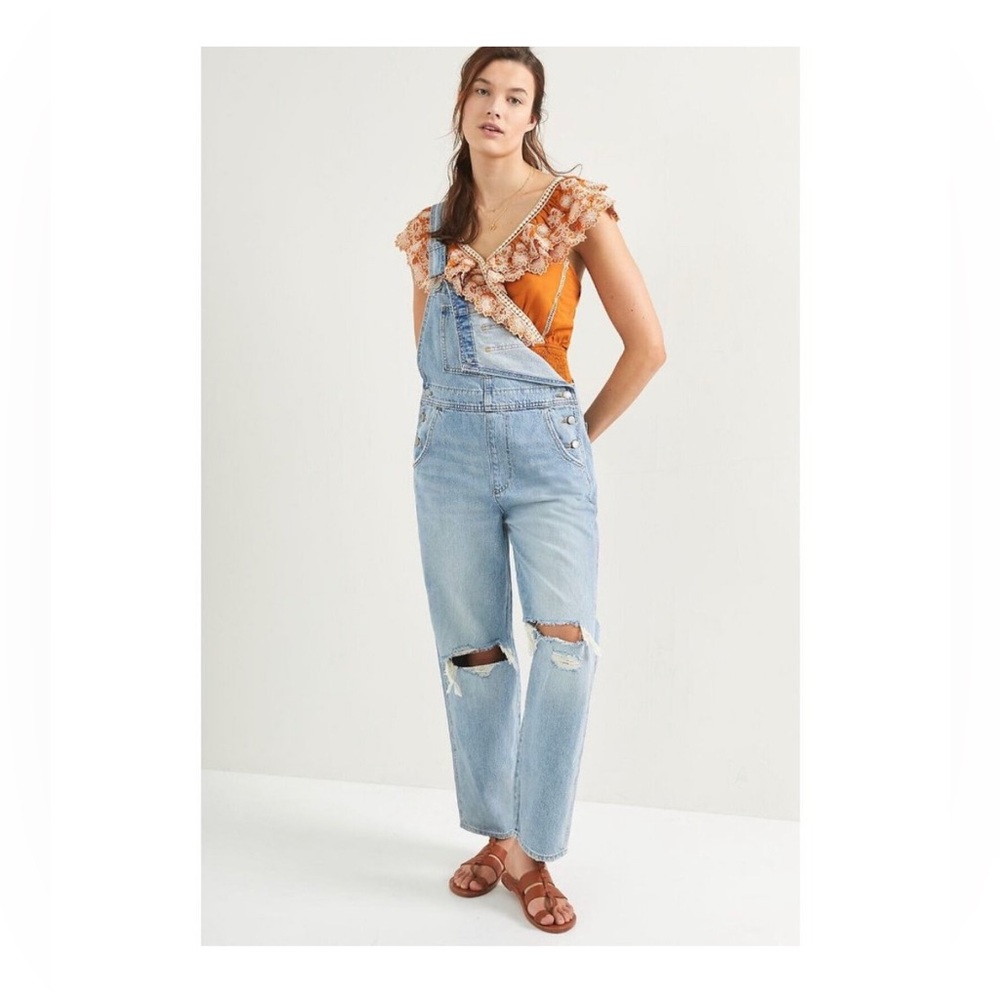 Levi's Distressed Denim Overalls S Blue 100% Cotton